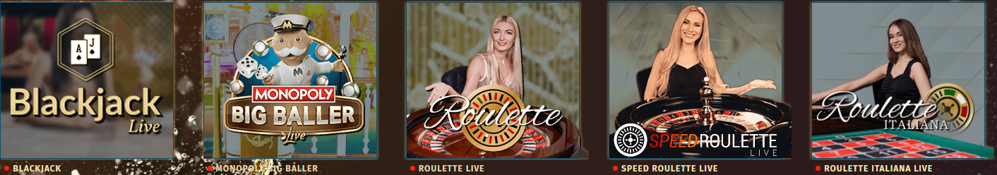 Tables de Blackjack en direct de Tropezia Palace Casino